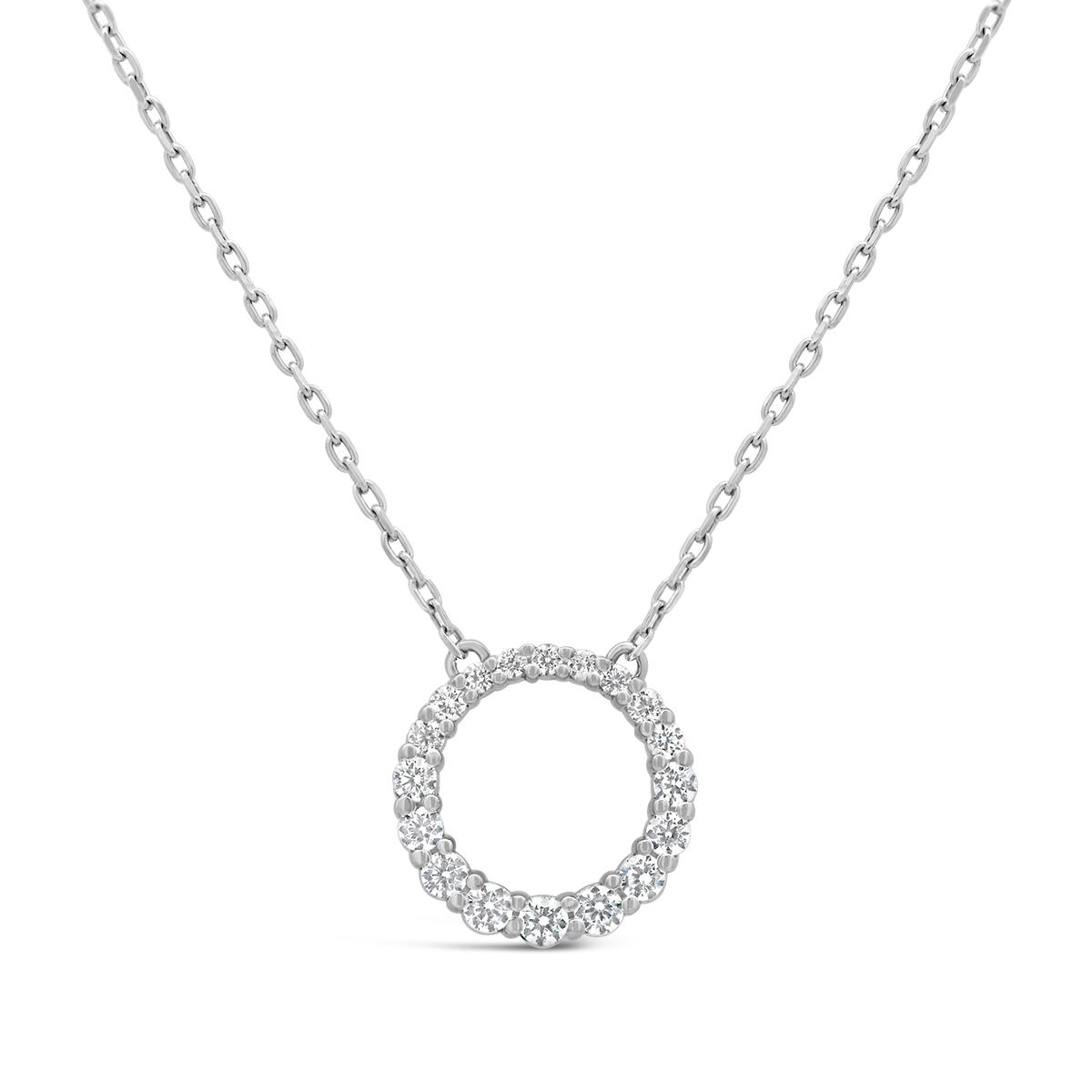 New Brilliance Lab Grown 0.29Ctw Diamond Circle Necklace In Sterling Silver