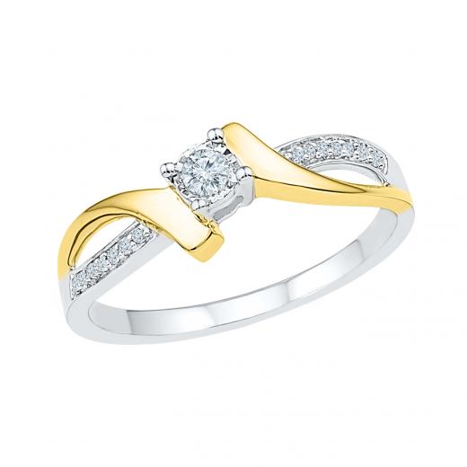 10K White Yellow Gold 0.09CTW Diamond Promise Ring Ben Moss Jewellers