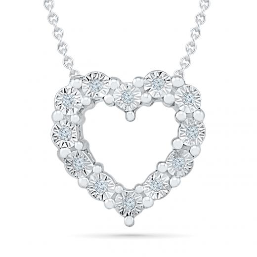 Sterling Silver Diamond Heart Necklace | Ben Moss Jewellers