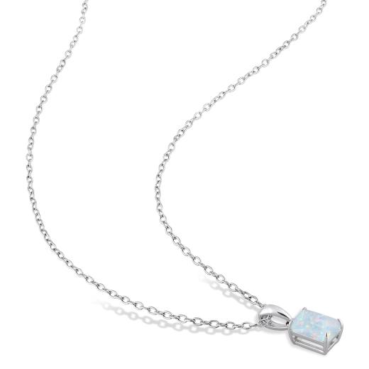 Julianna B Sterling Silver Created Opal Pendant Ben Moss Jewellers