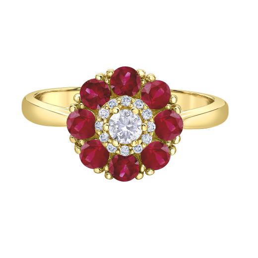 送料無料特集 | 激安の新品・型落ち・アウトレット 10K Yellow Moss Ben | Ring Halo Diamond Canadian & Ruby Gold アイドルグッズ